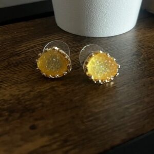 Yellow druzy earrings